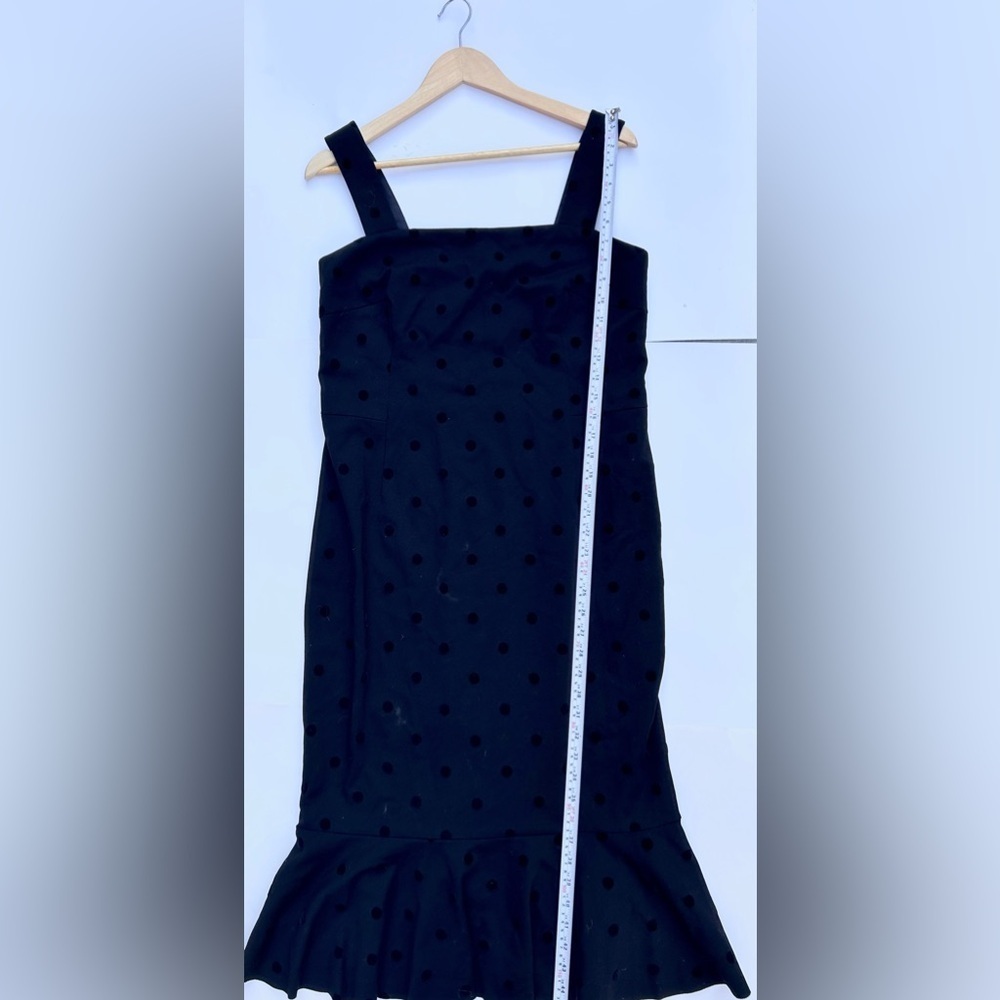 Akris Punto Polka Dot Print Midi Length Dress size 10 zipper bottom ruffle black - Picture 5 of 8